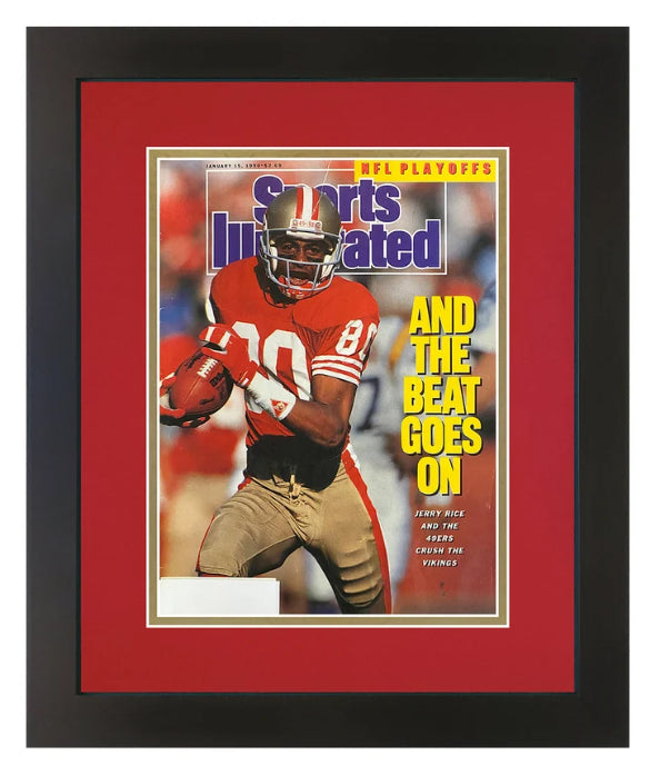 Jerry Rice San Francisco 49ers Matted with Team Colors and Framed Sports Illustrated Magazine January 15, 1990  Original Issue