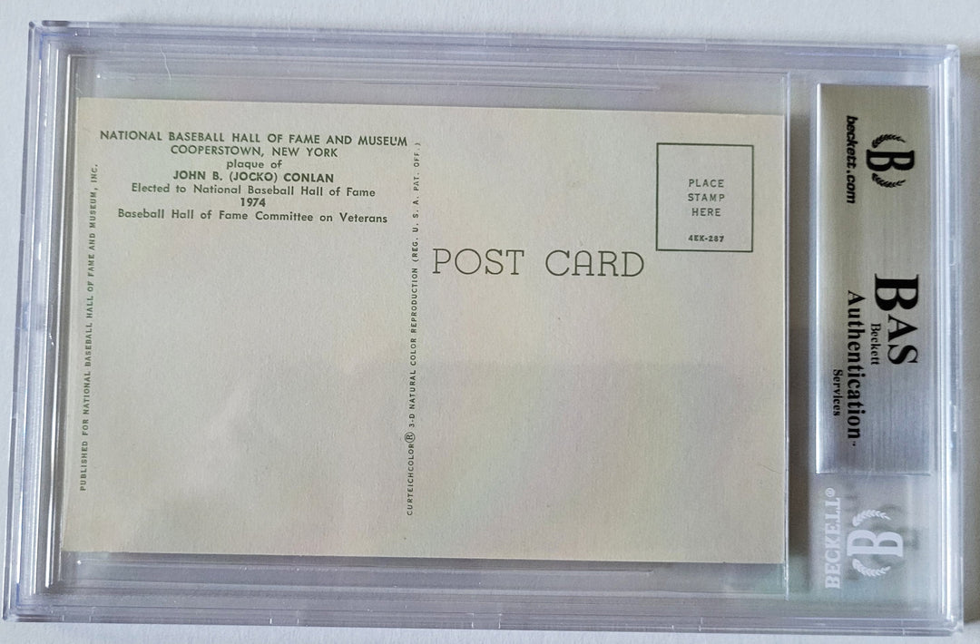 Jocko Conlan Hall of Fame Umpire Signed Hall of Fame Plaque Postcard (Beckett Authenticated)