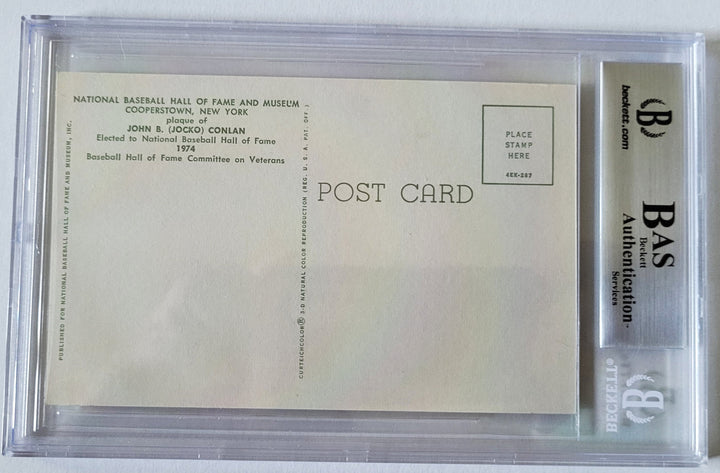 Jocko Conlan Hall of Fame Umpire Signed Hall of Fame Plaque Postcard (Beckett Authenticated)