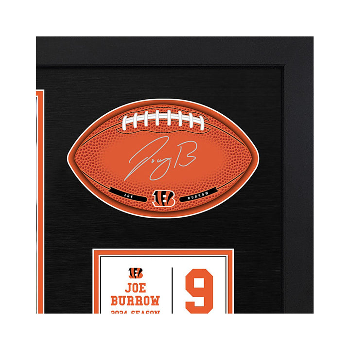 Joe Burrow Cincinnati BengalsSignable With Players Facsimile Signature and Photo Display in a 15H x 22W x 0.75D High Quality Black Frame