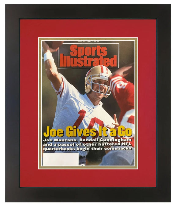 Joe Montana San Francisco 49ers Matted with Team Colors and Framed Sports Illustrated Magazine July 27, 1992 Original Issue