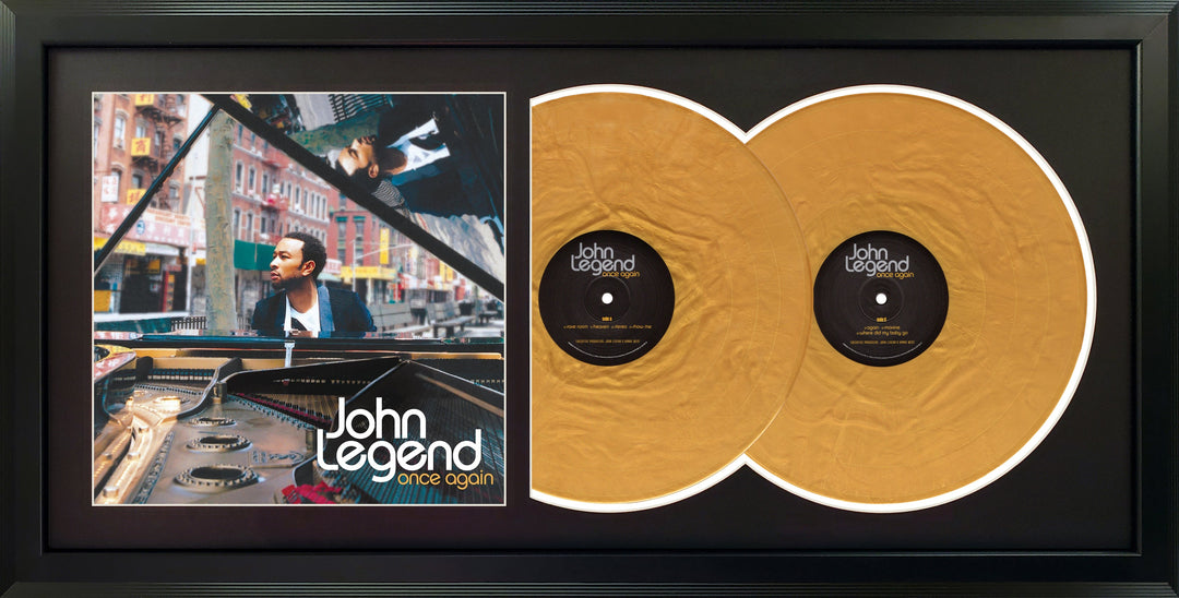 John Legend Once Again Genuine Double Vinyl Record & Cover Professionally Framed 17.5 x 34.5 Wall Display with a Black Mat