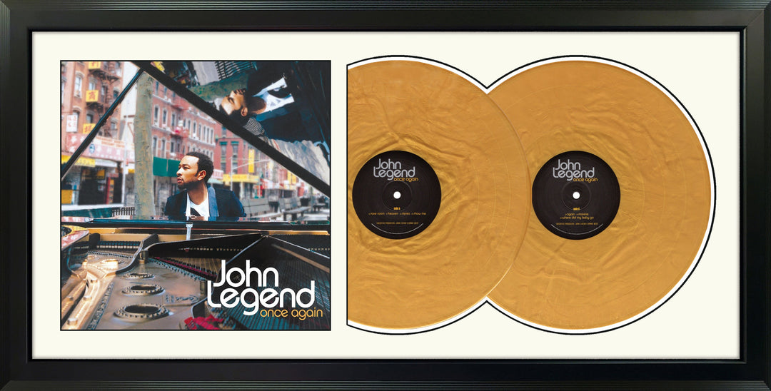 John Legend Once Again Genuine Double Vinyl Record & Cover Professionally Framed 17.5 x 34.5 Wall Display with a White Mat