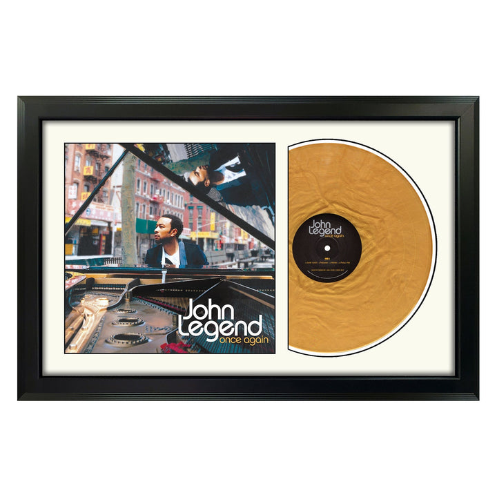 John Legend Once Again Genuine Vinyl Gold Color Record & Cover Professionally Framed Wall Display with a White Mat