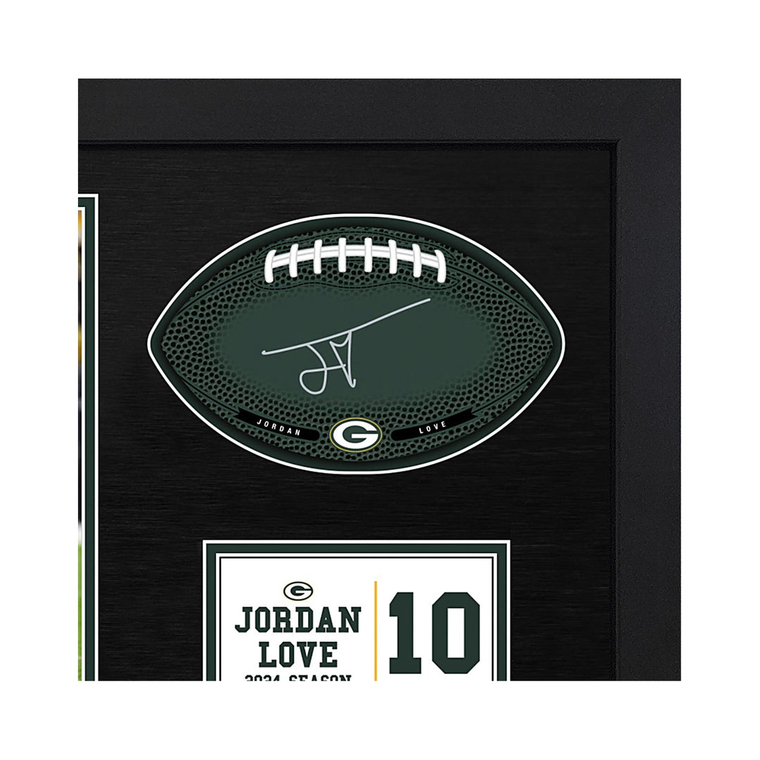 Jordan Love Green Bay Packers Signable With Players Facsimile Signature and Photo Display in a 15H x 22W x 0.75D High Quality Black Frame