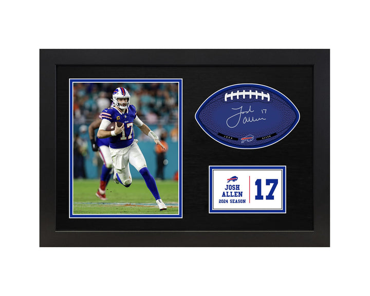 Josh Allen Buffalo Bills Signable With Players Facsimile Signature and Photo Display in a 15H x 22W x 0.75D High Quality Black Frame
