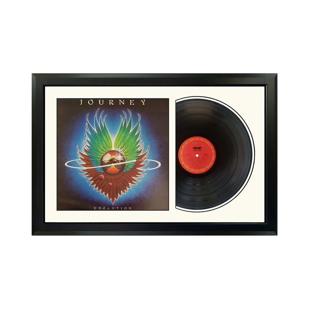 Journey Evolution Genuine Vinyl Record & Cover Professionally Framed 17.5 X 26.5 Display With A White Mat