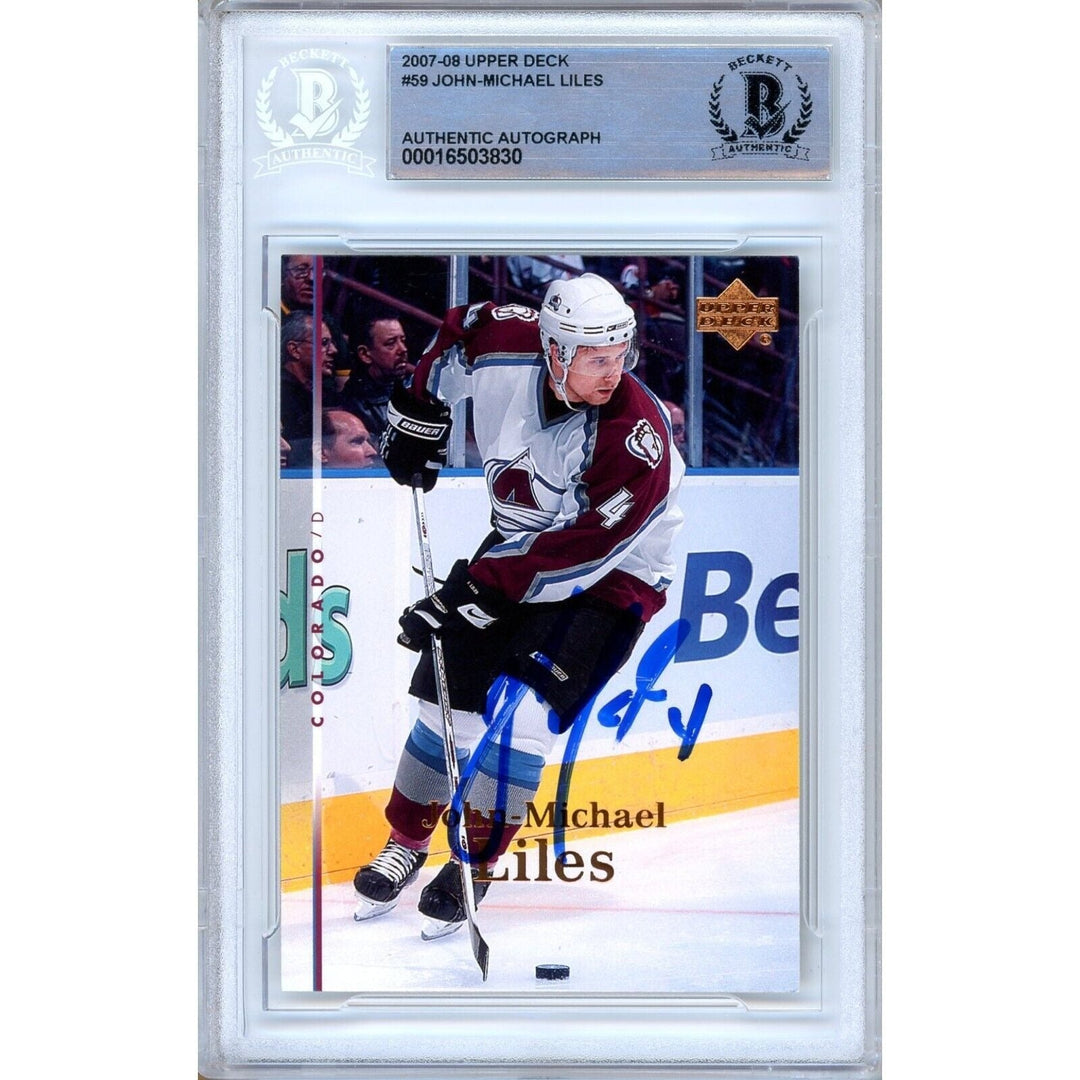 John-Michael Liles Colorado Avalanche Signed 2007-08 Upper Deck Card Beckett Auth Auto
