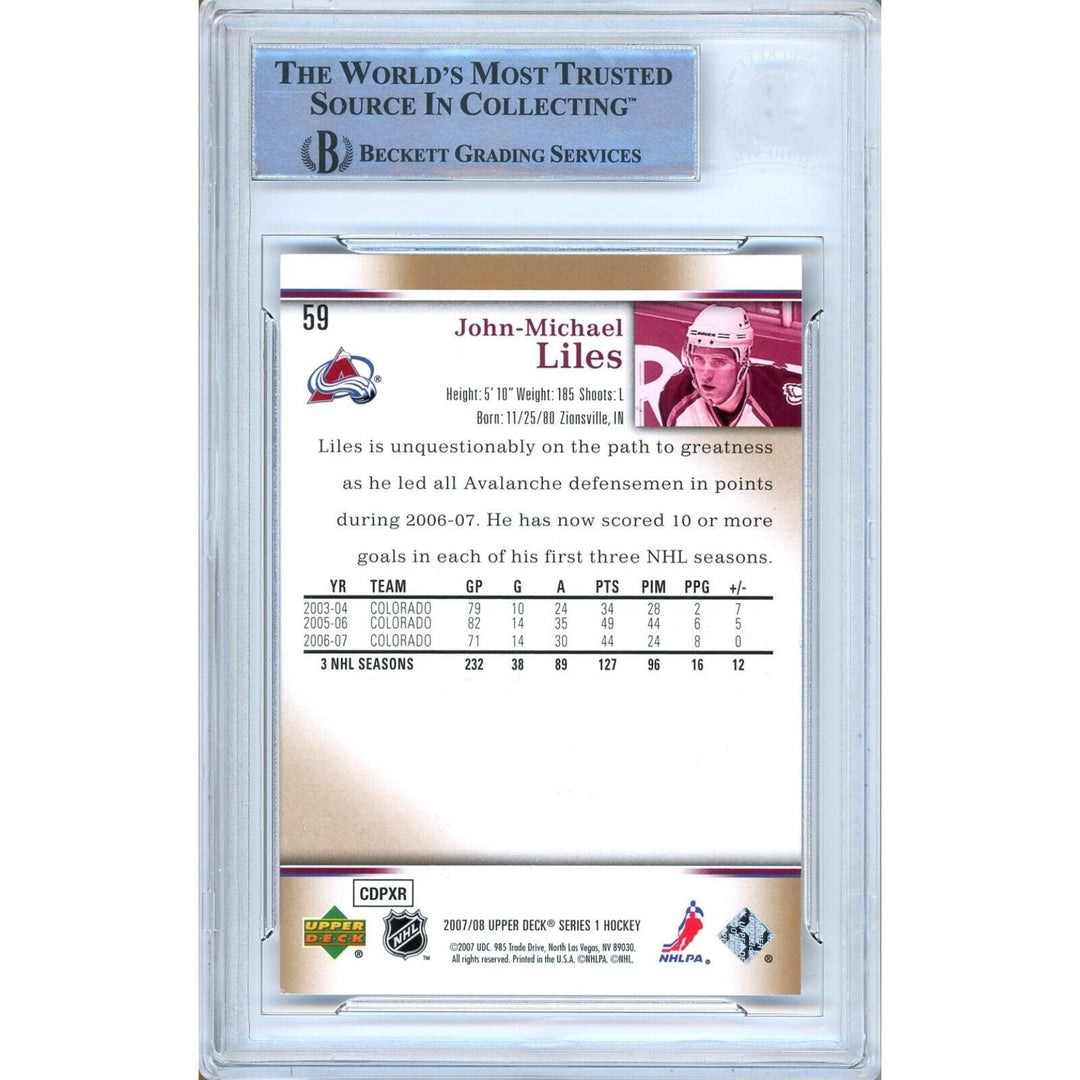 John-Michael Liles Colorado Avalanche Signed 2007-08 Upper Deck Card Beckett Auth Auto