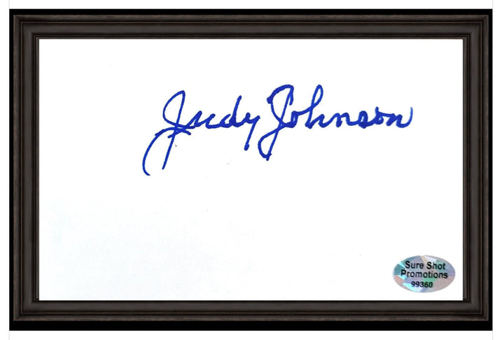 Judy Johnson Homestead Grays (Negro League) and Hall of Famer Signed 3x5 Index Card in a Black Frame (Sure Shot Promotions COA)