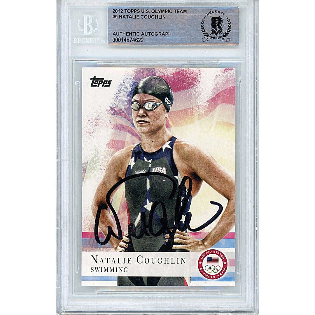 Natalie Coughlin Team USA Signed 2012 Topps US Olympic Swimming Card BAS Auth Auto