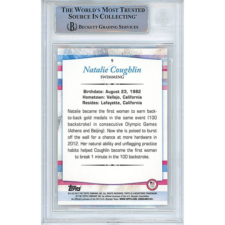 Natalie Coughlin Team USA Signed 2012 Topps US Olympic Swimming Card BAS Auth Auto