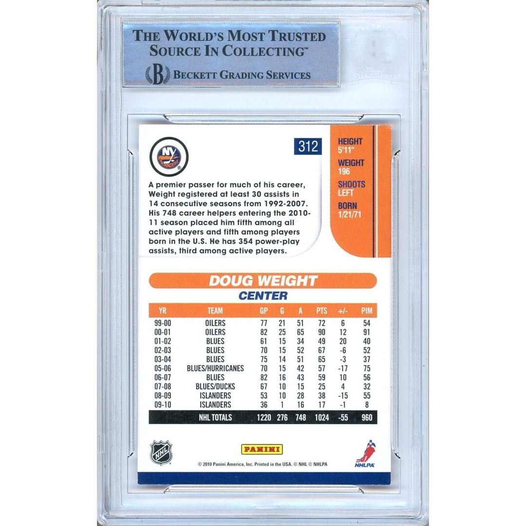 Doug Weight New York Islanders Signed 2010-11 Score Hockey Card BAS Auth Auto Slab