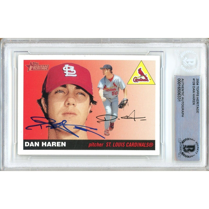 Dan Haren St Louis Cardinals Signed 2004 Topps Heritage Card Beckett Authentic Auto Slab