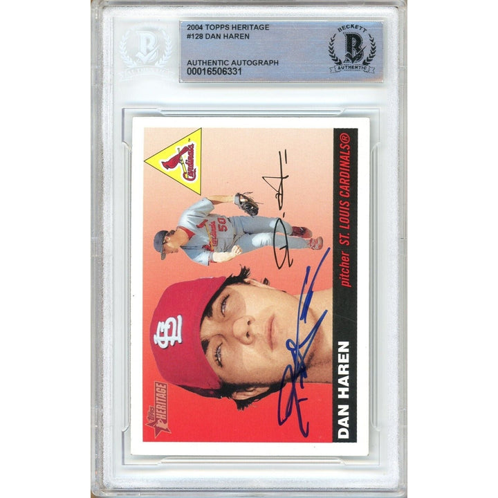 Dan Haren St Louis Cardinals Signed 2004 Topps Heritage Card Beckett Authentic Auto Slab
