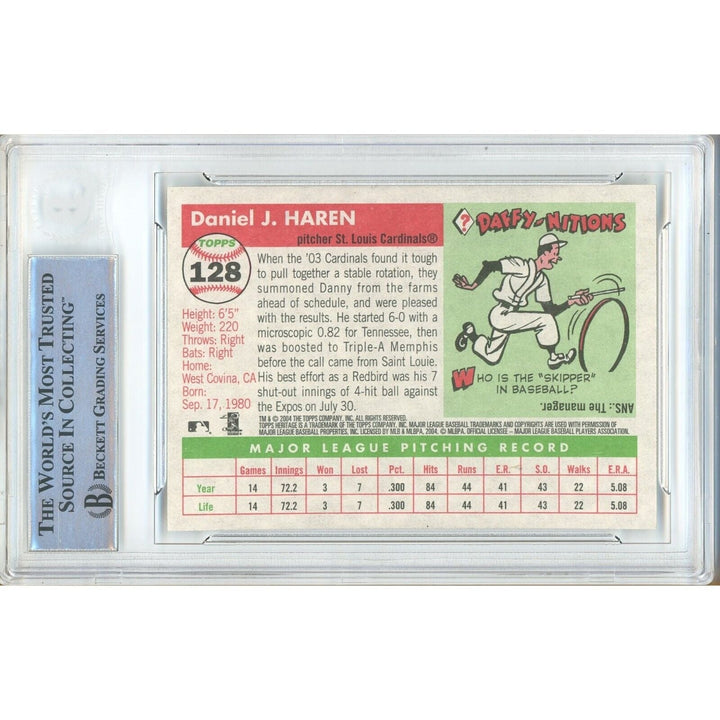 Dan Haren St Louis Cardinals Signed 2004 Topps Heritage Card Beckett Authentic Auto Slab