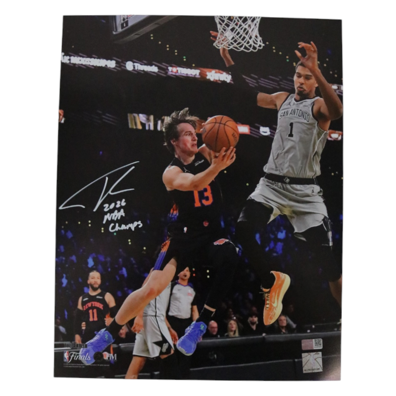 Tyler Kolek New York Knicks Autographed Inscribed 11x14 Photograph with Wembanyama CX Auth