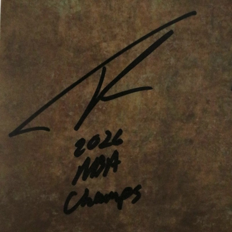 Tyler Kolek New York Knicks Autographed Inscribed 11x14 Photograph with Trophy CX Auth