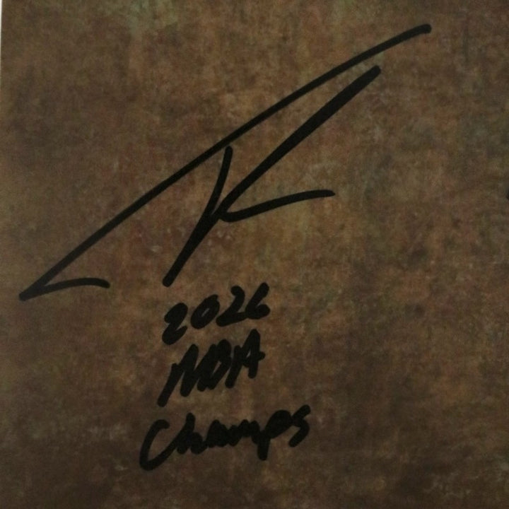 Tyler Kolek New York Knicks Autographed Inscribed 11x14 Photograph with Trophy CX Auth