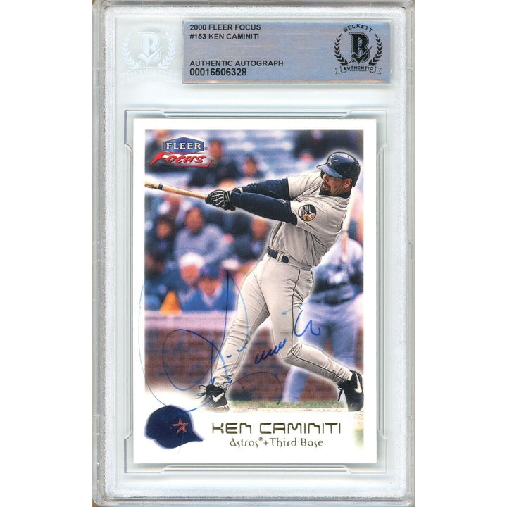 Ken Caminiti Houston Astros Signed 2000 Fleer Focus Baseball Card Beckett Auth Auto Slab