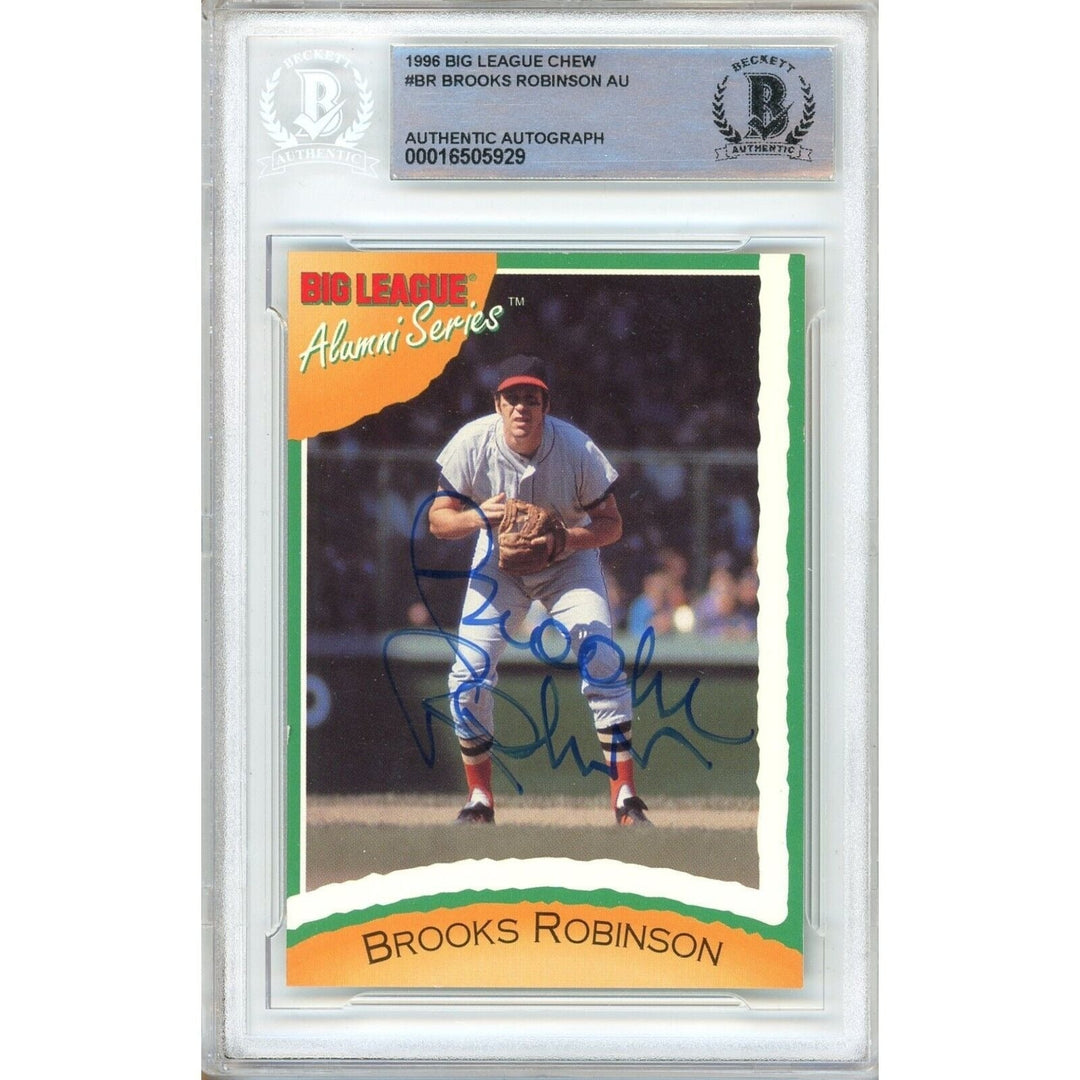 Brooks Robinson Baltimore Orioles Signed 1996 Big League Chew Card BAS Auth Auto Slab