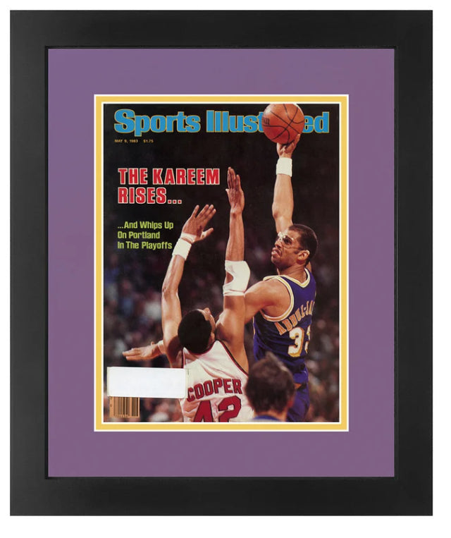 Kareem Abdul-Jabbar Matted in Lakers Team Colors and Professionally Framed Sports Illustrated Magazine  May 9, 1983 Original Issue
