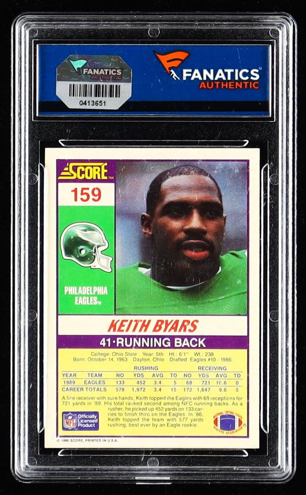 Keith Byars Philadelphia Eagles Signed 1990 Score #159 (Fanatics)
