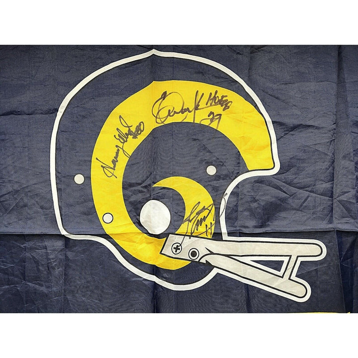 LA Rams Legends Signed Football Flag Eric Dickerson Jim Everett Henry Ellard Beckett