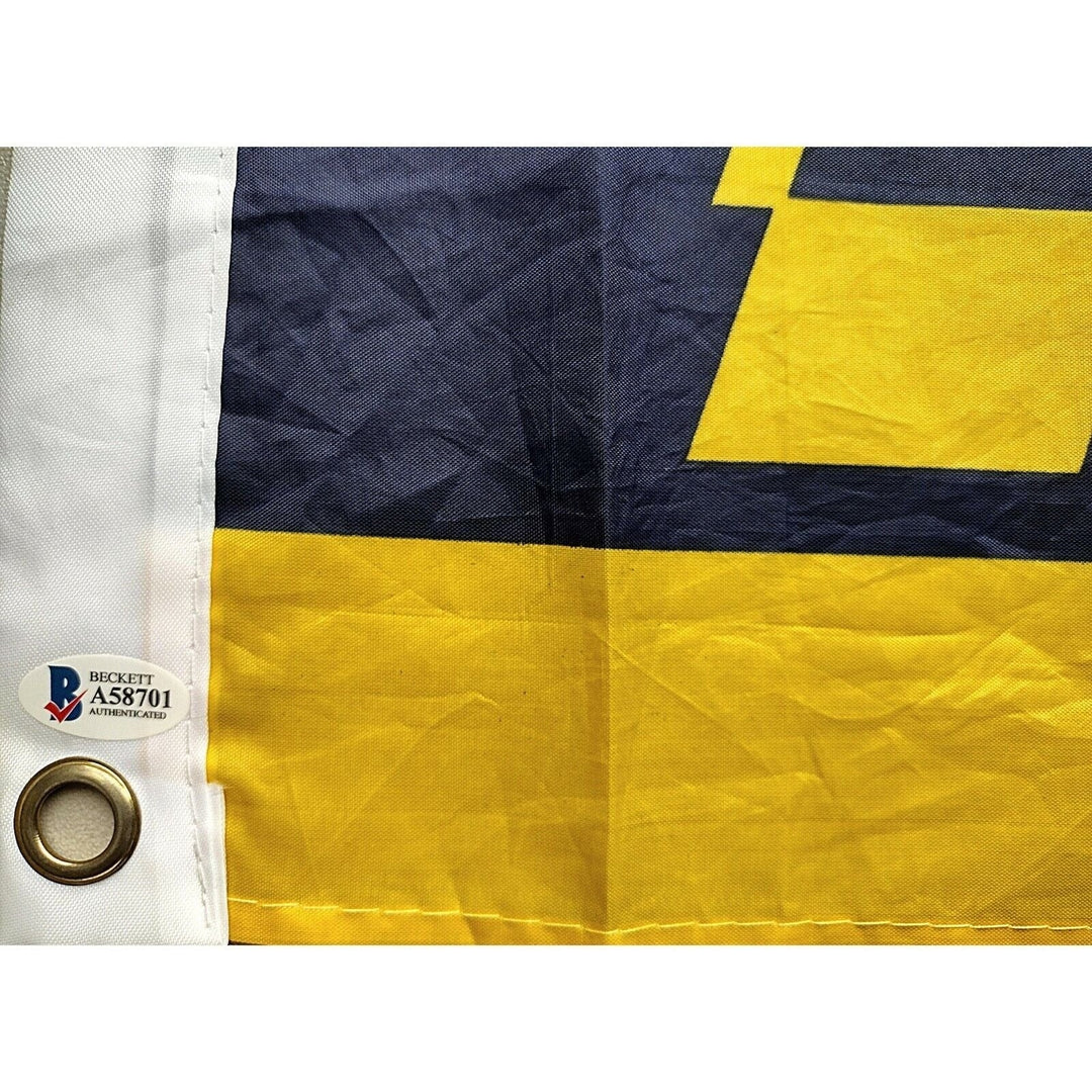 LA Rams Legends Signed Football Flag Eric Dickerson Jim Everett Henry Ellard Beckett