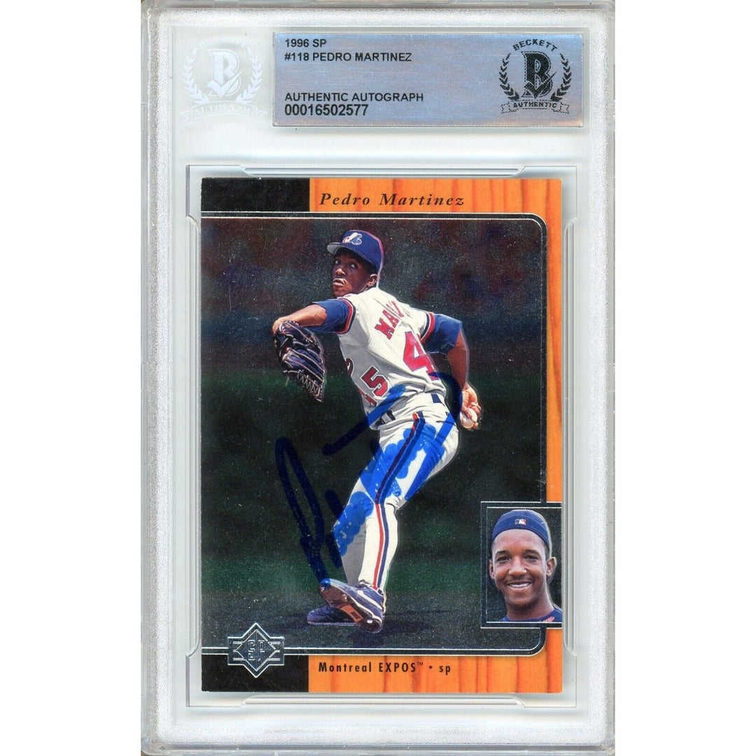 Pedro Martinez Montreal Expos Signed 1996 Upper Deck SP Card Beckett Auth Auto Slab HOF