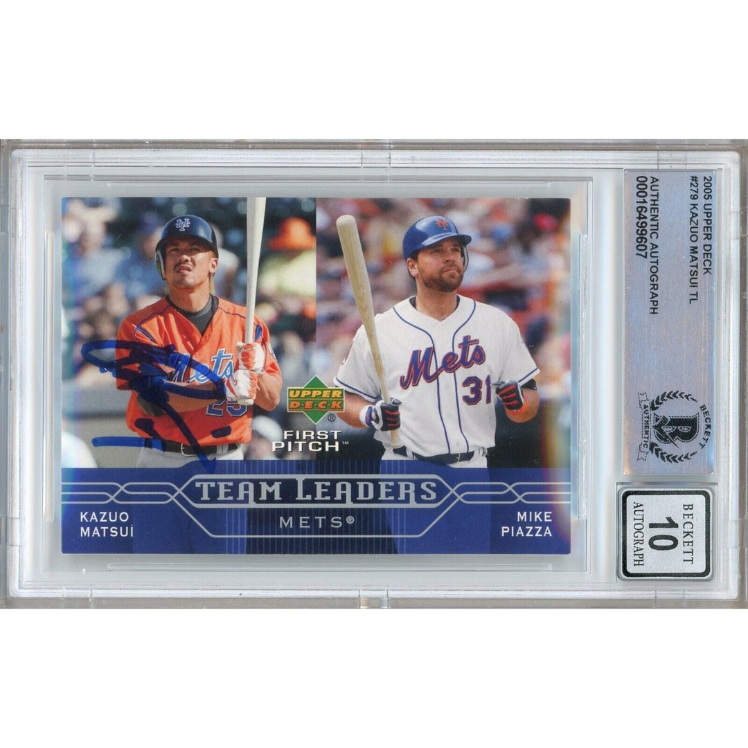 Kazuo Matsui New York Mets Signed 2005 Upper Deck Card BAS BGS Auto 10 Graded Slab