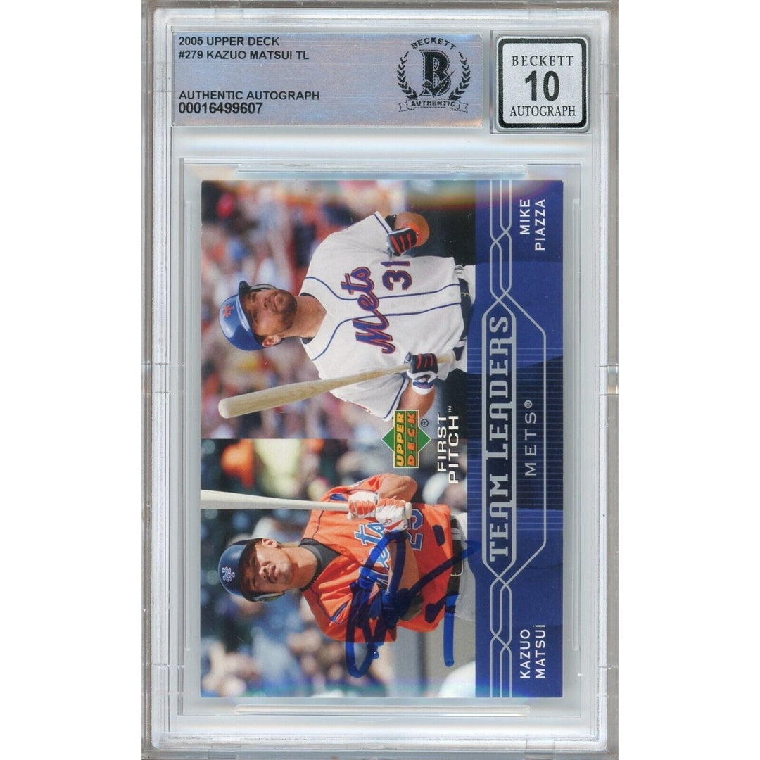 Kazuo Matsui New York Mets Signed 2005 Upper Deck Card BAS BGS Auto 10 Graded Slab