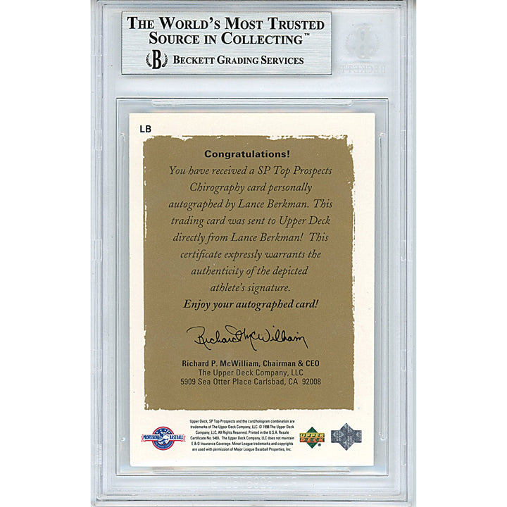 Lance Berkman Signed Houston Astros 1999 Upper Deck SP Top Prospects Card Beckett