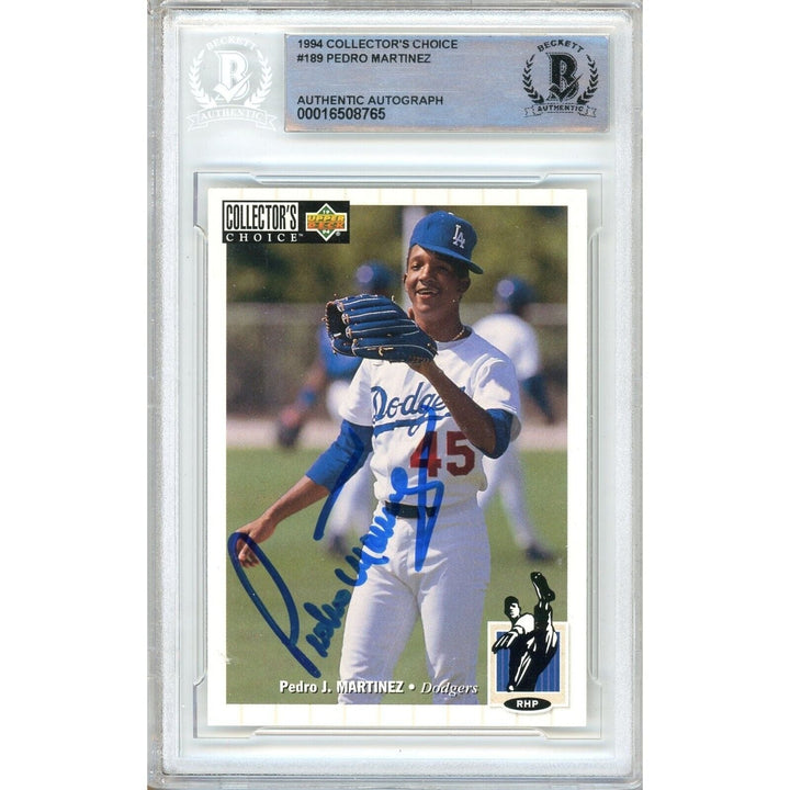 Pedro Martinez Los Angeles Dodgers Signed 1994 Collectors Choice Card Beckett Auth Auto