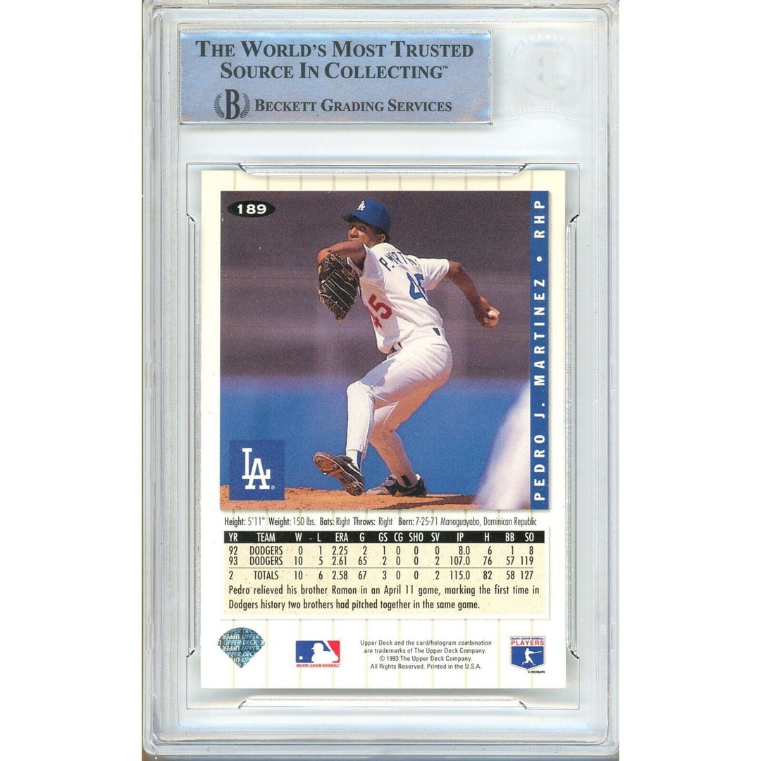 Pedro Martinez Los Angeles Dodgers Signed 1994 Collectors Choice Card Beckett Auth Auto
