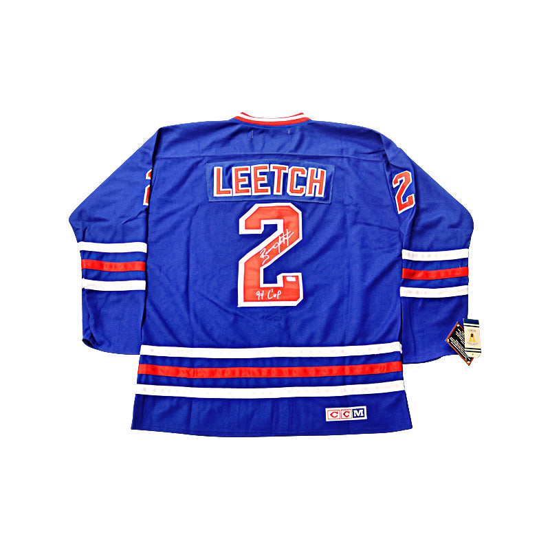 Brian Leetch New York Rangers Autographed Signed and Inscribed Blue Pro Style Jersey (CX Auth)