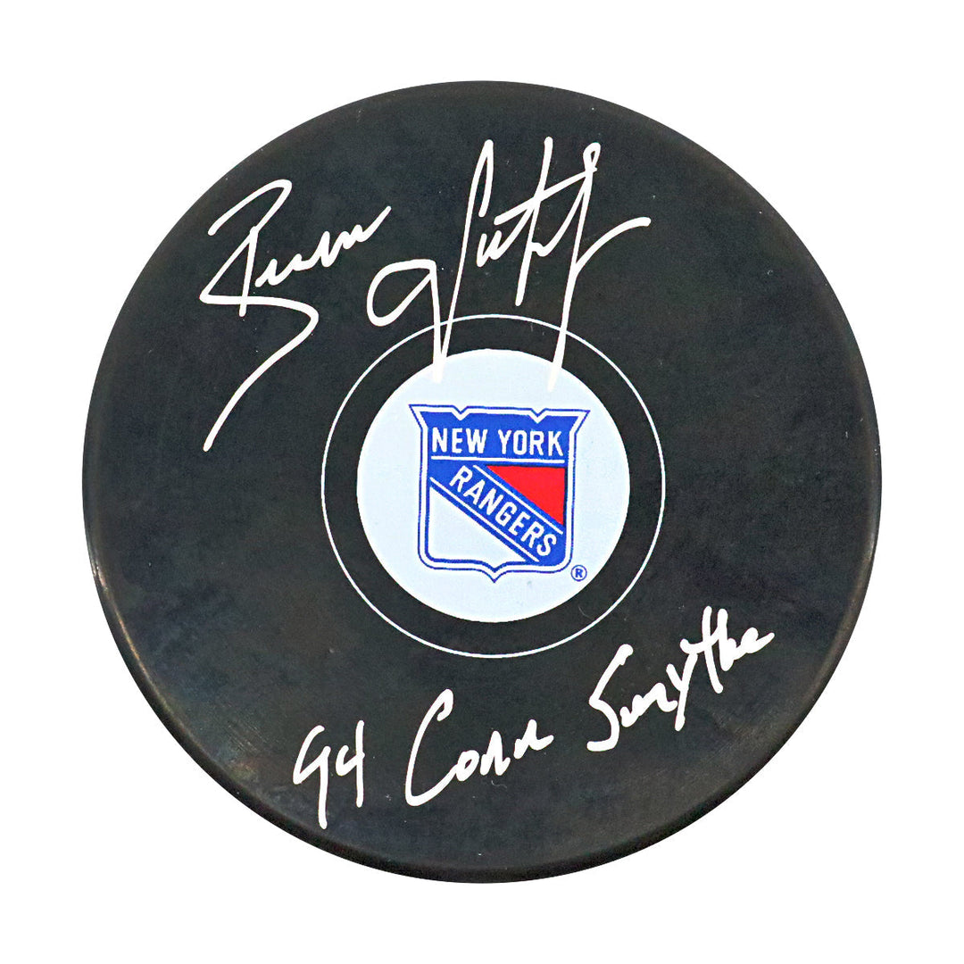 Brian Leetch New York Rangers Autographed Signed Inscribed '94 Conn Smythe' Replica Rangers Puck (CX Auth)