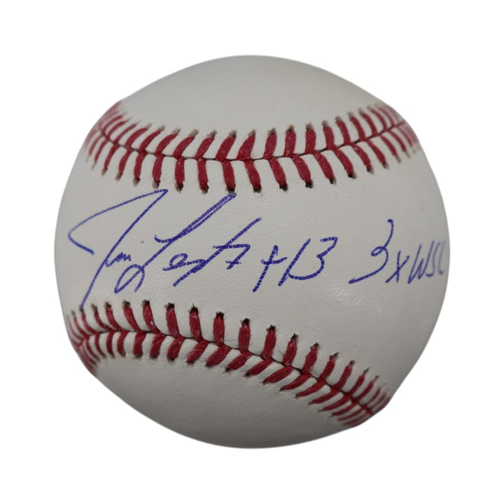 Jim Leyritz New York Yankees Autographed Inscribed 3x WSC MLB Baseball CX Auth