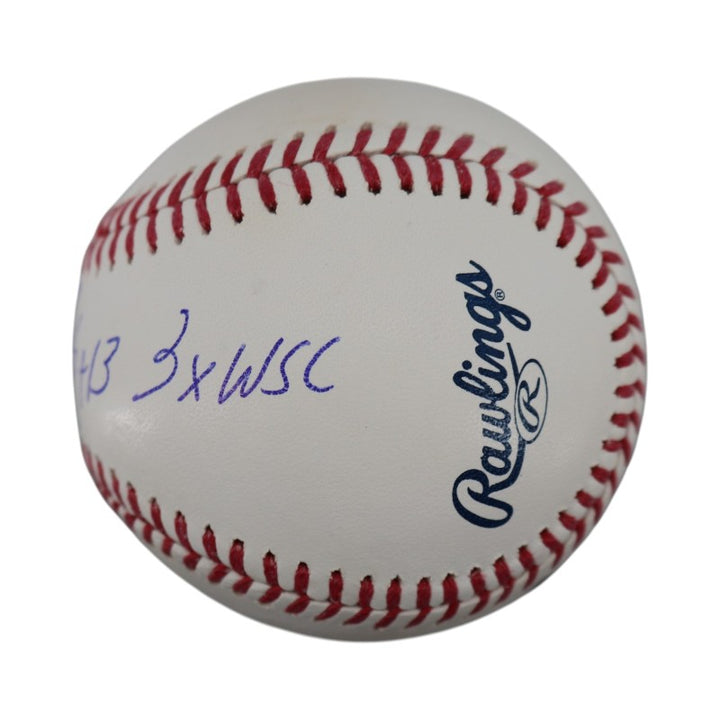Jim Leyritz New York Yankees Autographed Inscribed 3x WSC MLB Baseball CX Auth