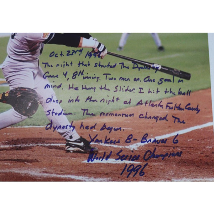 Jim Leyritz New York Yankees Autographed Inscribed 1996 WS HR Full Story 16x20 Photograph CX Auth