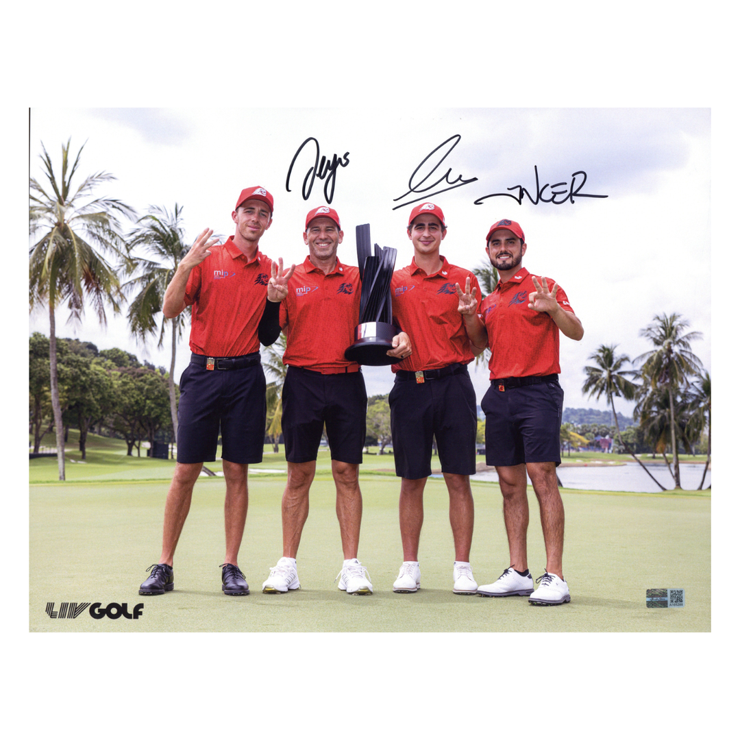 LIV Golf Fireballs Team Signed Garcia/Ancer/Masaveu Autographed 11x14 Photograph