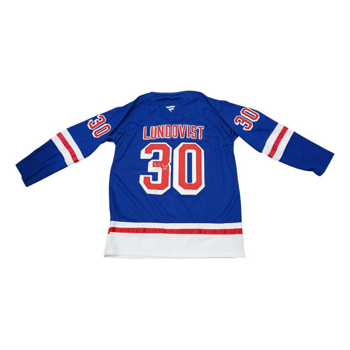 Henrik Lundqvist New York Rangers Autographed Blue Pro Style Jersey JSA Holo Only
