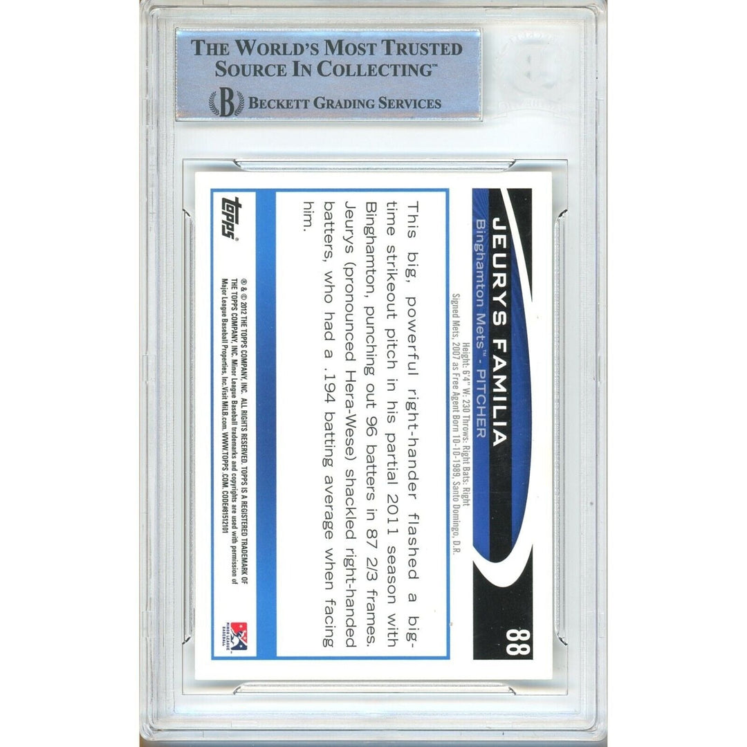 Jeurys Familia New York Mets Signed 2012 Topps Pro Debut Card Beckett Auth Auto Slab