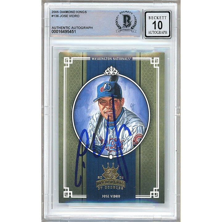 Jose Vidro Montreal Expos Signed 2005 Diamond Kings Baseball Card BGS Auto 10 Graded