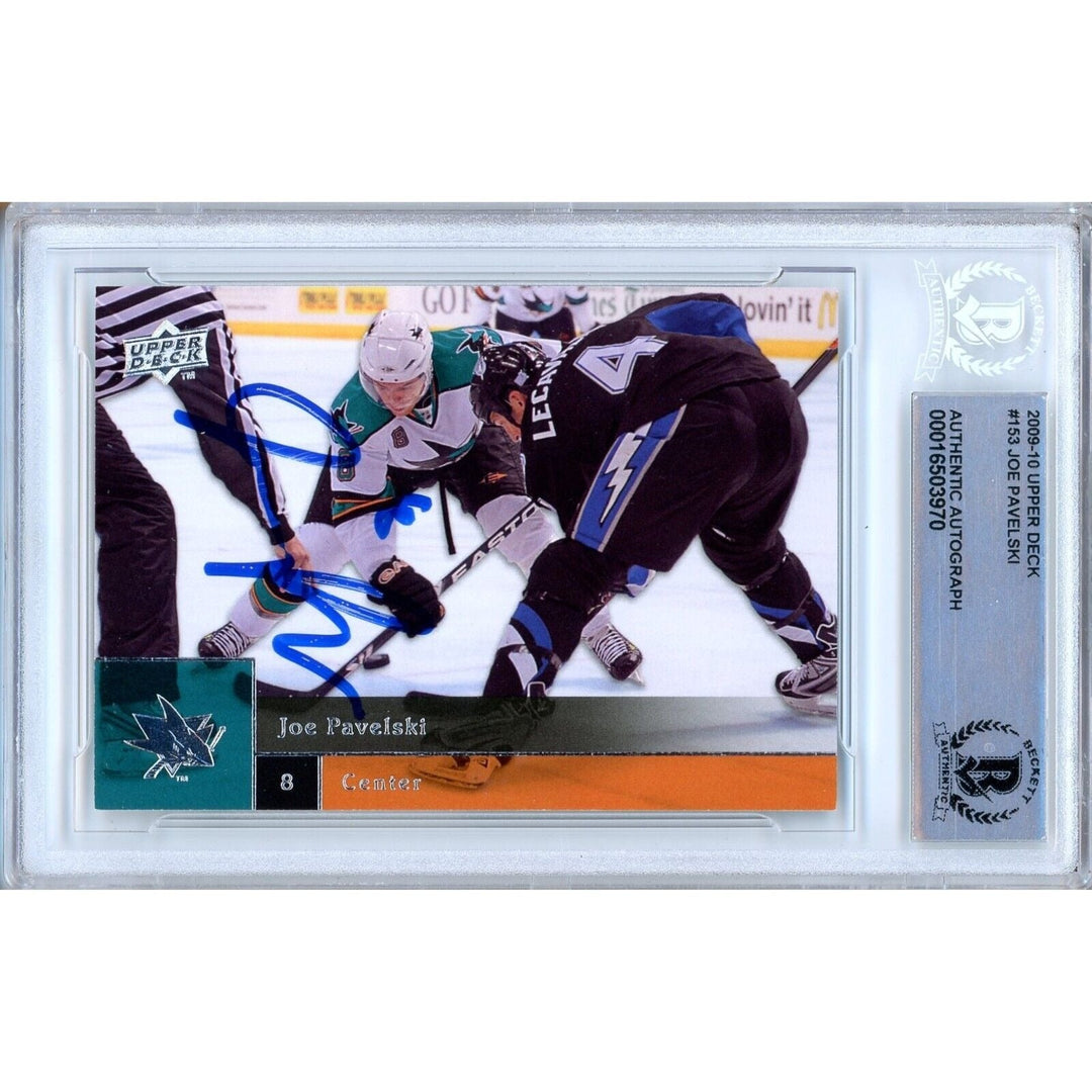 Joe Pavelski San Jose Sharks Signed 2009-10 Upper Deck Hockey Card Beckett Auth Auto