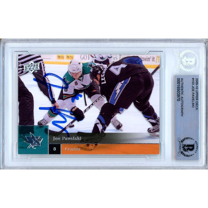 Joe Pavelski San Jose Sharks Signed 2009-10 Upper Deck Hockey Card Beckett Auth Auto