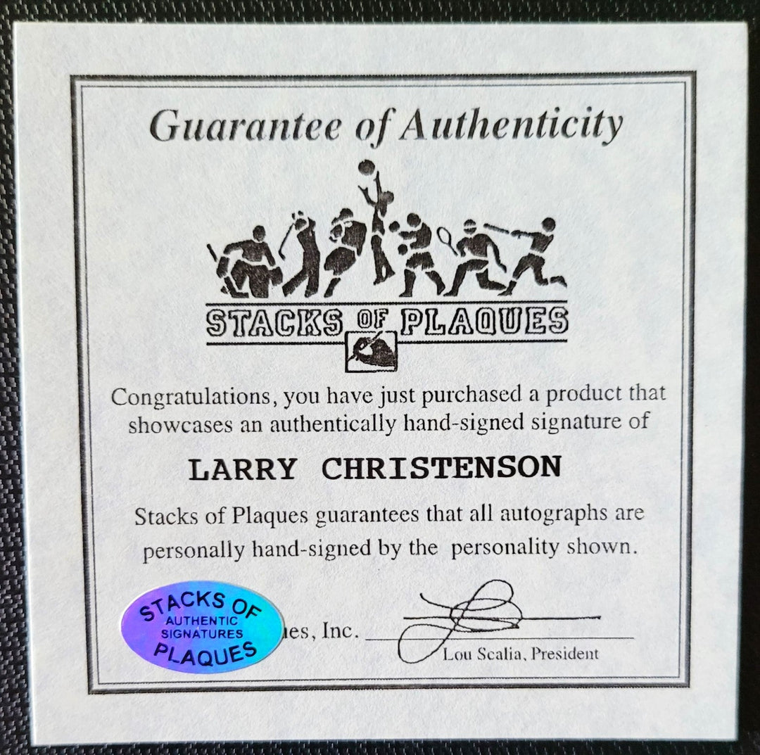 Larry Christenson Philadelphia Phillies Pitcher Signed 3x5 Index Card in a Black Frame (SOP)