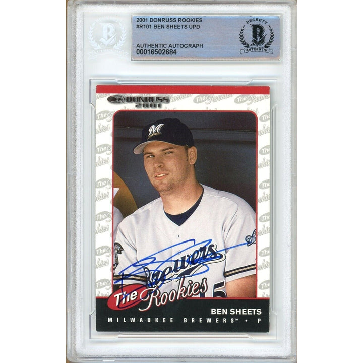 Ben Sheets Milwaukee Brewers Signed 2001 Donruss Rookies Card Beckett Auth Auto Slab