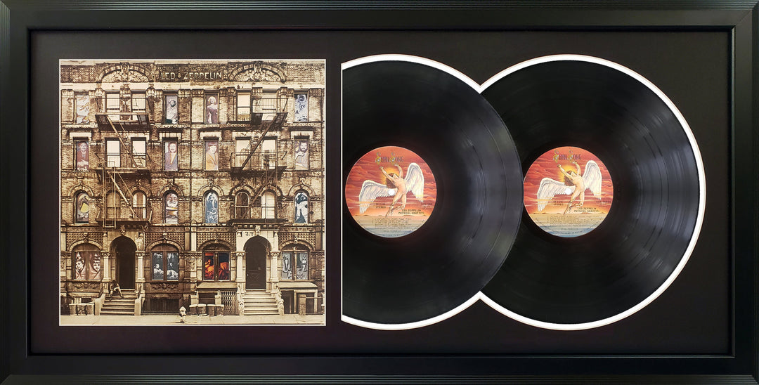 Led Zeppelin Physical Graffiti Genuine Double Vinyl Record & Cover Professionally Framed  Wall Display with a Black Mat