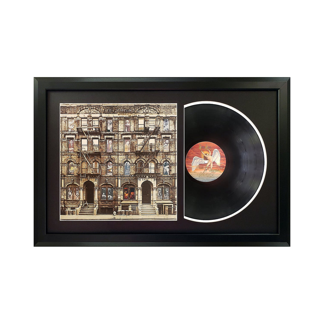 Led Zeppelin Physical Graffiti Genuine Vinyl Record & Cover Professionally Framed Wall Display with a Black Mat